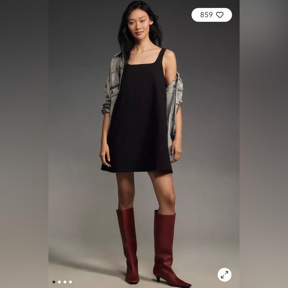 Anthropologie Black Swing Mini Dress